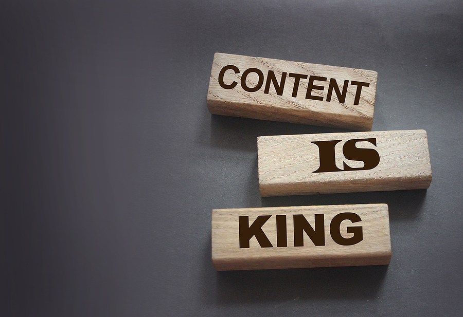 Content is King written on wooden blocks.