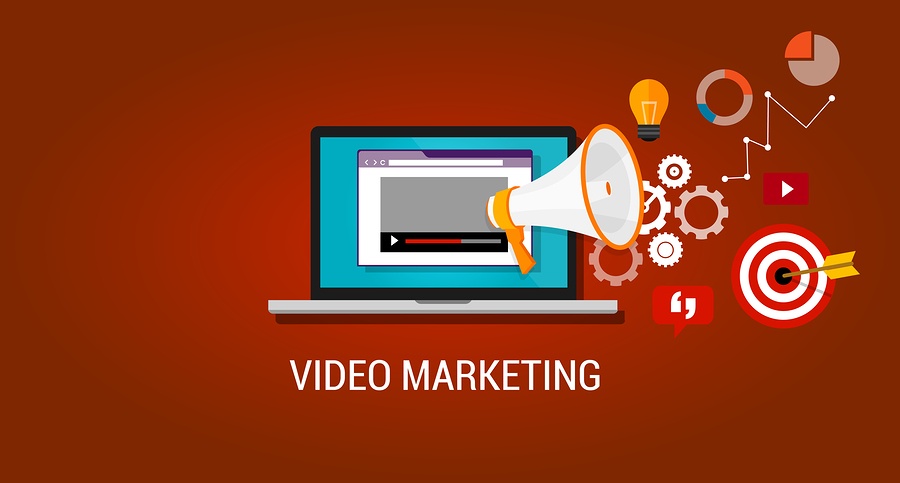laptop with Video Marketing elements